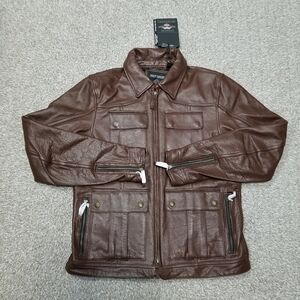 Harley Davidson Size Medium Men Portage Midweight Leather Jacket Brown 98002